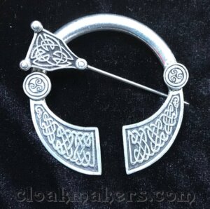 Pewter Squared End Celtic Penannular Brooch, Large