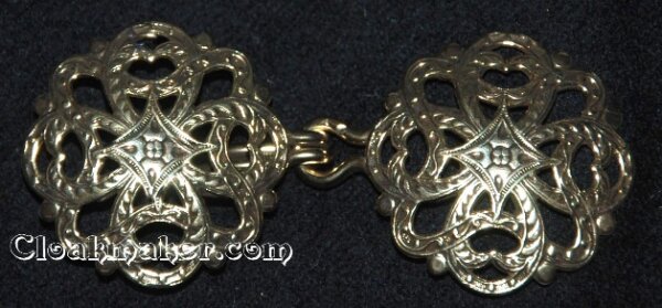 Filigree Quatrefoil Cloak Clasp - Antique Gold Tone Plated