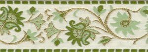 Elizabethan Floral Trim, Gold/Green