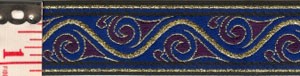 Stylized Swirl Trim, Gold/Blue