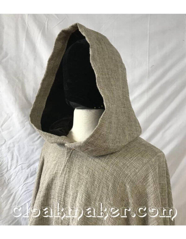 3770 - Rustic Heathered Brown Linen Full Circle Cloak with Brown Velvet ...