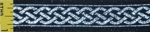 3 Strand Celtic Braid Trim, Silver on Black - Narrow