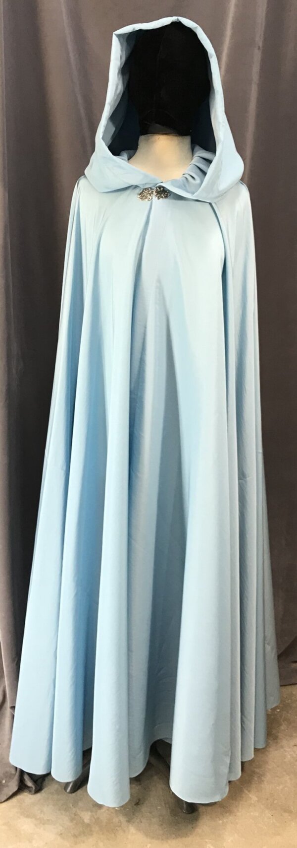 4087 - Sky Blue Water Resistant Easy Care Full Circle Cloak, Pewter Vale Clasp