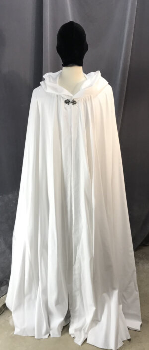 4103 - Bright White Easy-Care Lightweight Full Circle Cloak, Pewter Vale Clasp