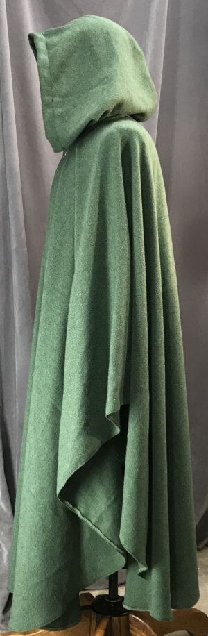 4115 - Shamrock Green Easy Care Ruana-style Cloak, Unlined Hood, Golden Vale Clasp