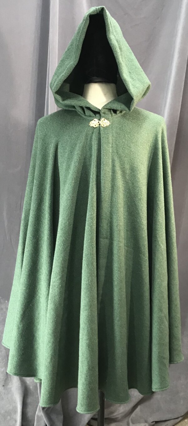 4117 - Shamrock Green Easy Care Cloak, Unlined Hood, Gold-tone Vale Clasp