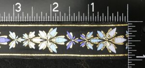 5 Leaf Floral Vine Trim Shaded Blue with Gold