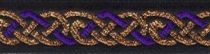 Celtic Knot Trim, Purple/Copper on Black