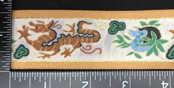 Dragon Garment Trim - Brown, Green, Gold, w/ Yellow Edges