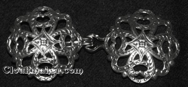 Filigree Quatrefoil Cloak Clasp - Antique Silver Tone Plated