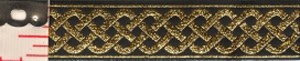 3 Strand Celtic Braid Trim, Gold on Black - Medum