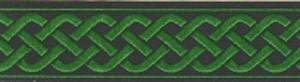 3 Strand Celtic Braid Trim, Green on Black - Medum