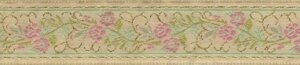 Floral Scroll Trim, Pink/Gold on Beige