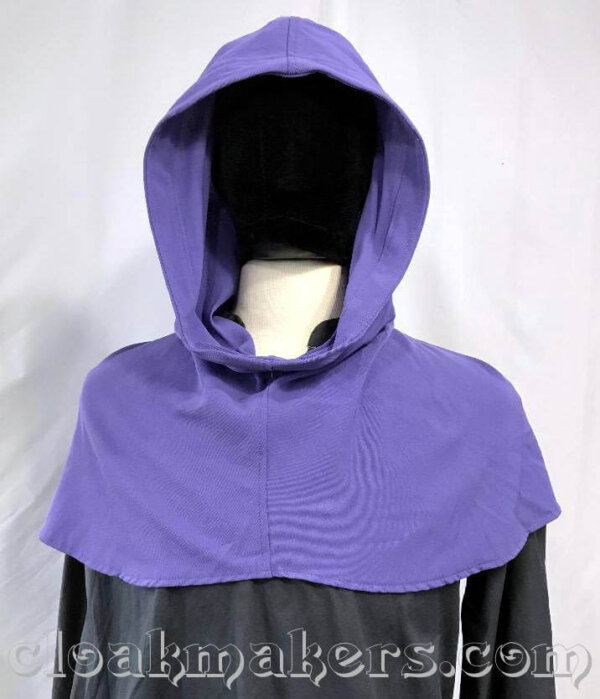 H159 – Periwinkle Purple Wool Hooded Cowl, Large