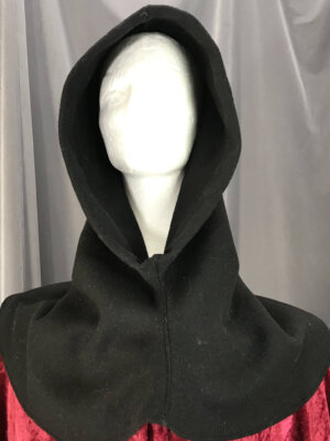 H187 - Black Felted Wool Hooded Cowl