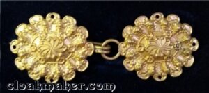 Floral Oval Cloak Clasp - Horizontal - Jewelers Bronze