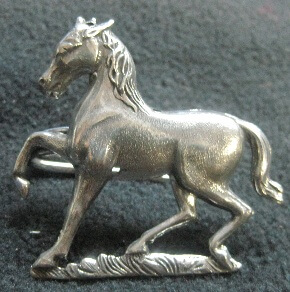 Horse, Prancing Cloak Clasp - Silver Tone Plated