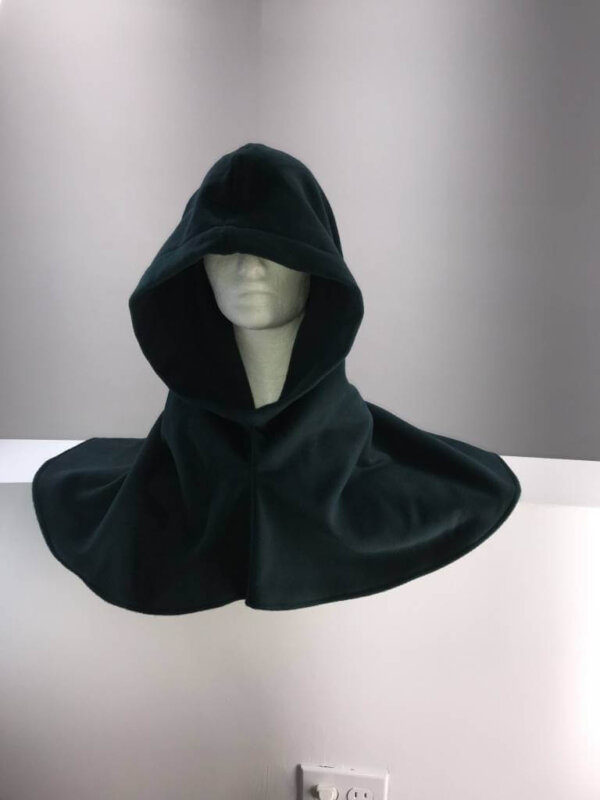 H182 - Deep Green Wool Blend Hooded Cowl