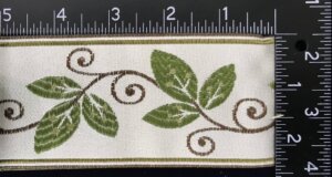 Vines and Curls Trim - Greens and Brown on Ivory