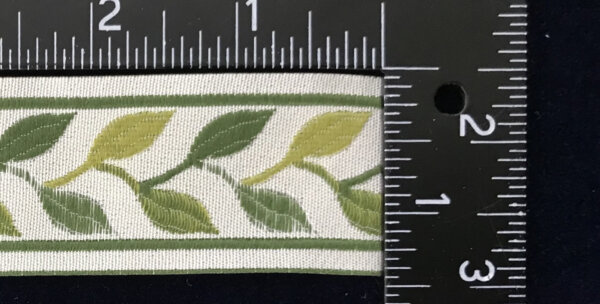 Linked Leaves Trim Narrow - Greens on Cream