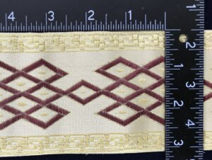 Celtic Mongol Diamonds & Dots  Wide - Burgandy on Cream