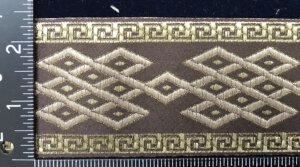 Celtic Mongol Diamond and Dots Trim - Beige/Gold on Brown