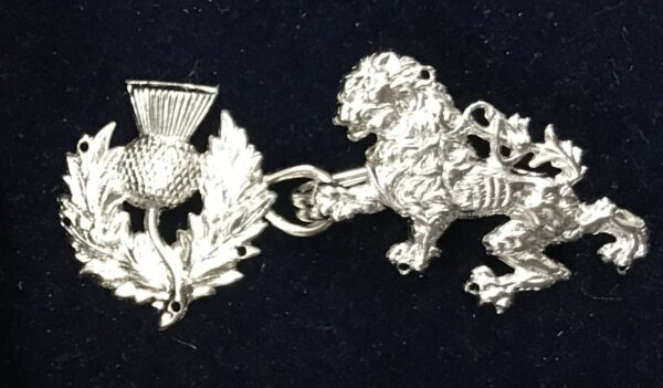 Lion Rampant and Thistle Cloak Clasp - Silvertone Plated