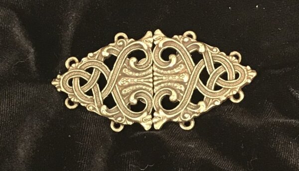 Formal Renaissance Knotwork Cloak Clasp - Antiqued Brass