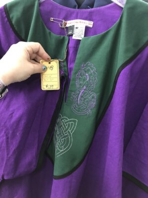 J648 - Purple Tunic w/Green Yoke, Hippocampus & Celtic Knot