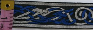 Celtic Beasties Trim, Blue/Grey on Black- Narrow