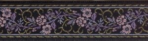 Floral Scroll Trim, Purple/Gold on Black