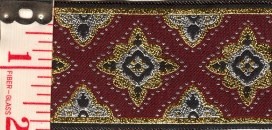 Amravati Trim, Maroon/Silver/Gold