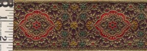 Bullseye Jacquard Trim, Red/Maroon/Gold Green