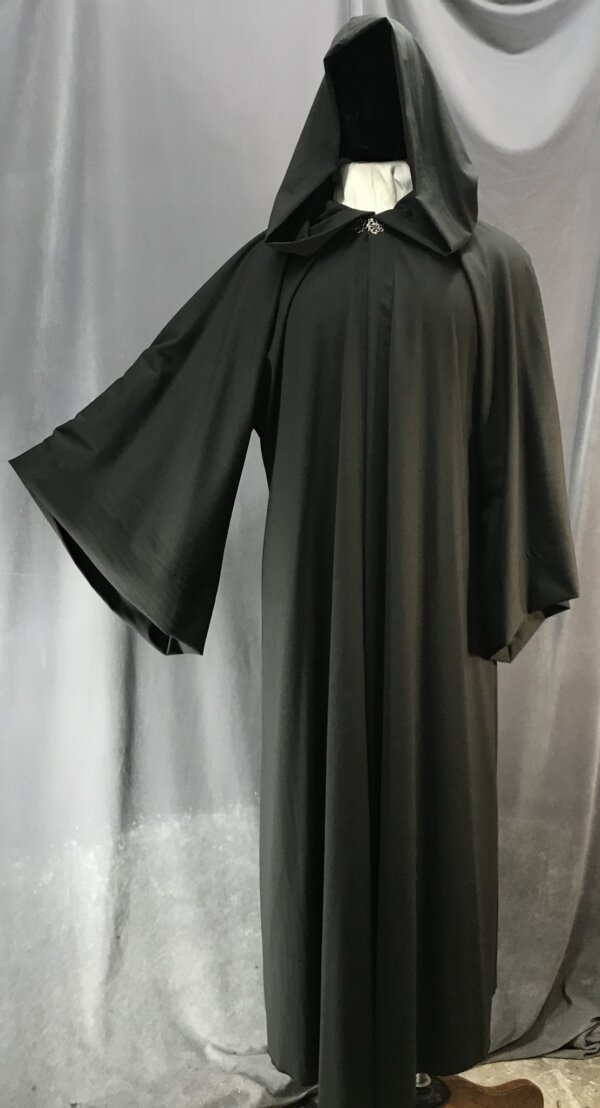 R453 - Jet Grey Jedi Robe w/Pewter Vale Clasp, Pockets!