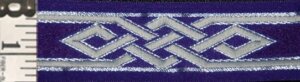 Mongolian Celtic Knot Trim, Silver/Grey on Purple