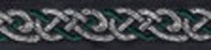 Celtic Knot Trim, Green/Silver on Black