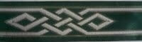 Mongolian Celtic Knot Trim, Silver/Grey on Green