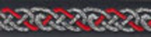 Celtic Knot Trim, Red/Silver on Black