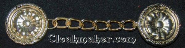 Tudor Rope Edge and Chain Cloak Clasp - Gold Tone Plated