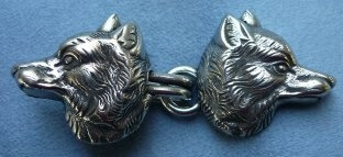 Wolf Heads with Hook & Eye Cloak Clasp - Silver Tone Plated