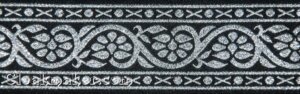 7 Petal Vine Trim, Silver on Black - Wide