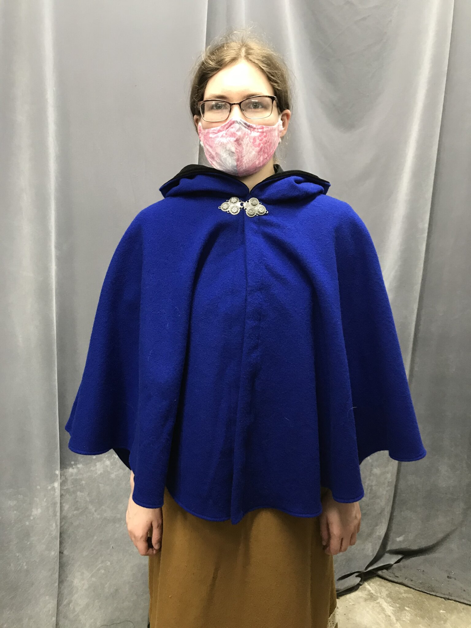 4251 Cloak in Royal Blue 100% Wool with Black Velveteen Lined Hood ...